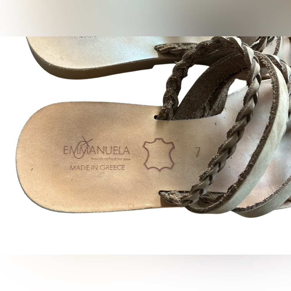 EmmanuelaSandals Braided Tan Greek Leather Sandals. Size 7. - Picture 5 of 11